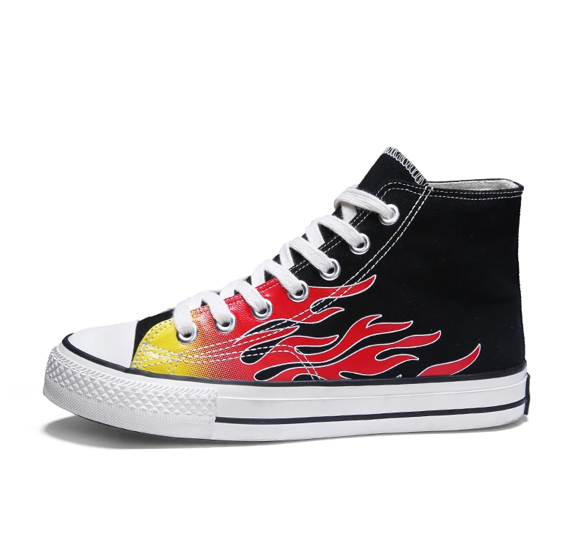 Туфли мужские высокие парусиновые, Классическая обувь с граффити, Нескользящие, пригодные для носки, модные, с низким вырезом, в стиле ретро