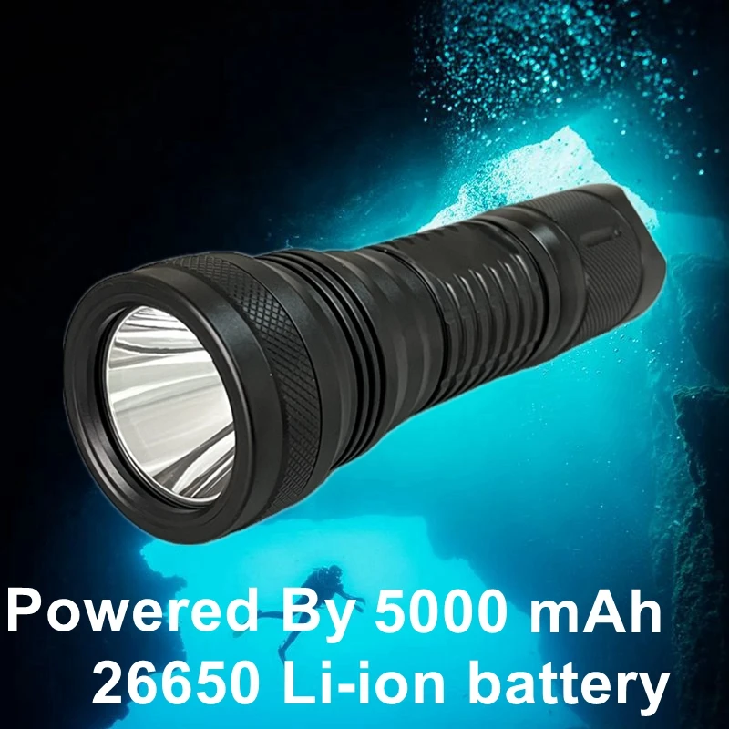 Wholesale IP68 underwater 2000 Lumen Rechargeable 26650 Diving Flashlight