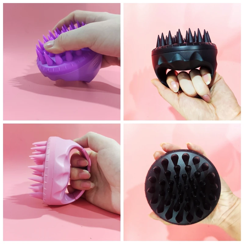 Handheld Shampoo Brush Dandruff Removal Exfoliator Wet Dry Hair Growth Silicone Head Scrubber for Washing Hair Scalp Massager