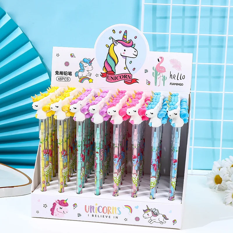 Cartoon soft rubber cute family bullet free pencil for elementary school students, egg shaped pen with replaceable lead core