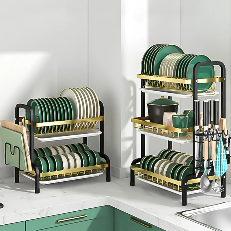 Custom Kitchen Multi-Function Standard Strong Load 3 Tier Plate Holders Drainer Rack Dring Dish Rack