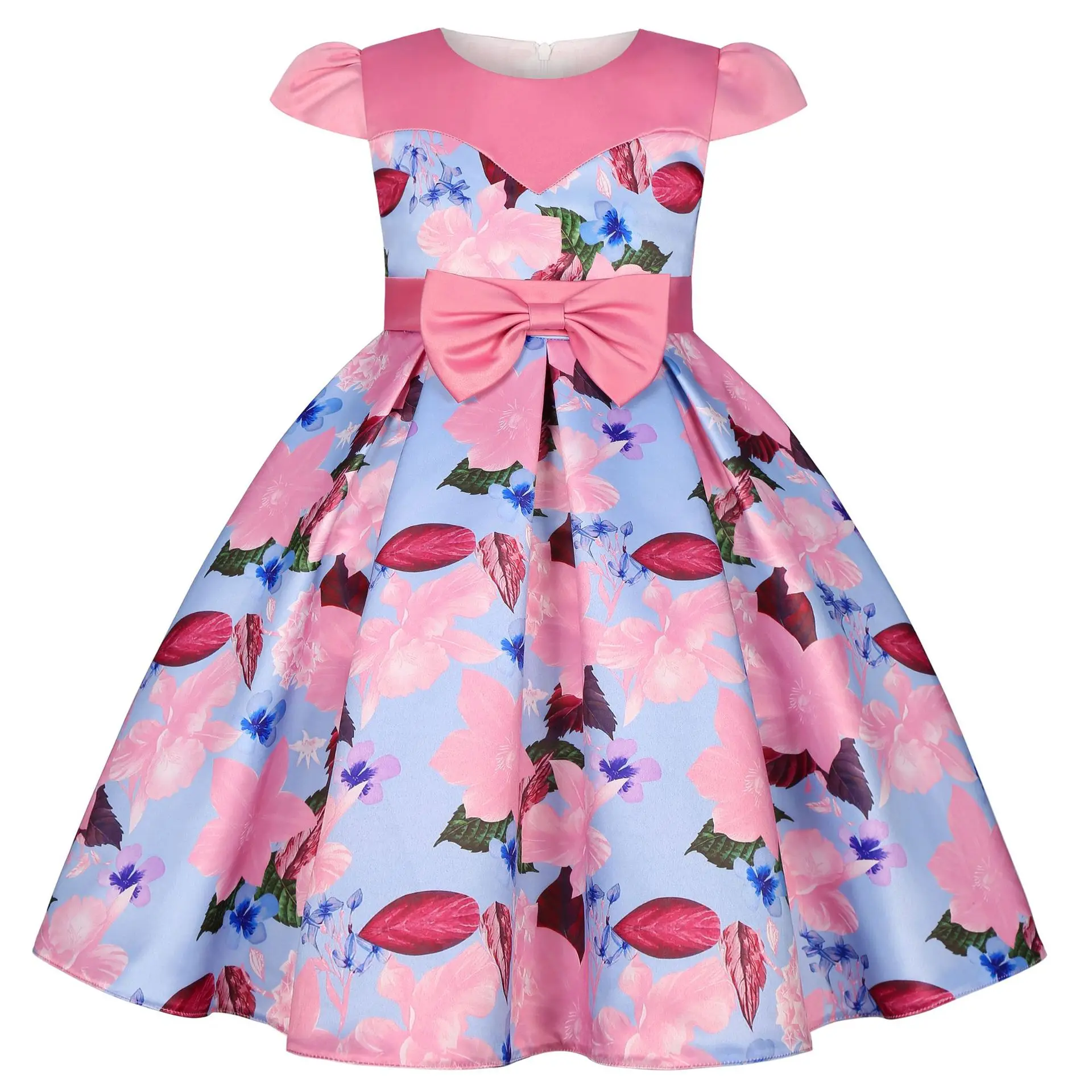 Girl Dress Kids Ocean Style Princess Party Gowns Toddler Dress With Big Bow Children Party Wedding Beads Dress 2-10 years