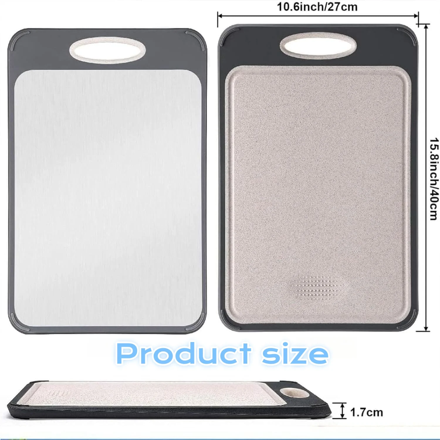 Double Sided Cutting Board Set Eco-Friendly Rectangular Kitchen Board Stainless Steel Thickened Wood Marble Home Vegetable