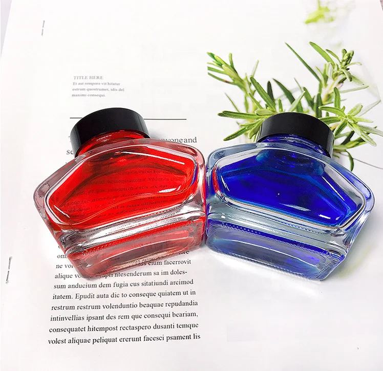 high quality thick bottom 20ml 30ml 50ml school ink glass bottle with black screw cap leaking proof