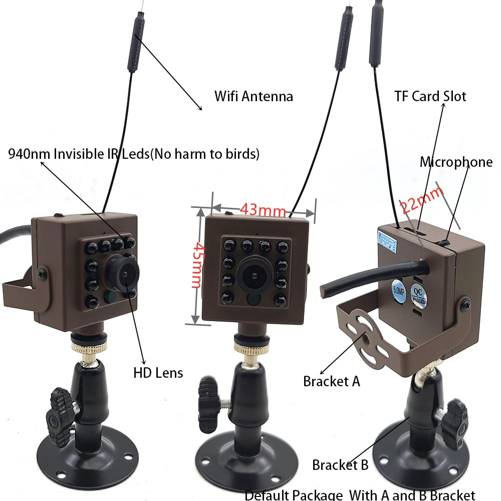 New Arrival CMOS 1080P 5MP IP Network P2P Cctv SD Card IR CUT Infrared Mini IR Wifi Wireless Camera With Double Bracket Camhi