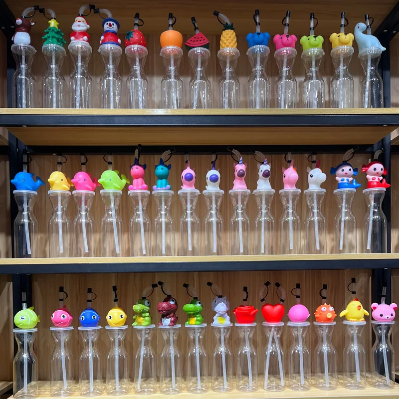 Plastic pet juice Duck chicken sugarcane shape custom logo yard 32oz cup