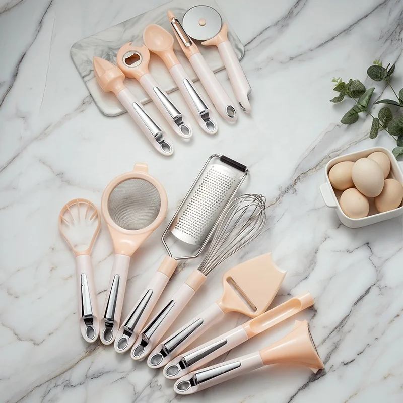 
 Newest Pink Kitchen Utensil Set 12  Pieces Stainless Steel Kitchen Gadget Set  