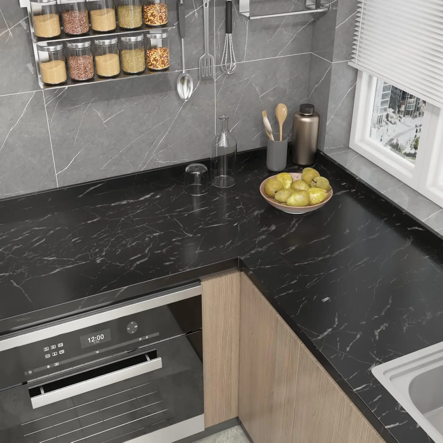 2024 new trend pvc marble design fireproof wallpaper home decoration for kitchen backsplash wall sticker  heat proof