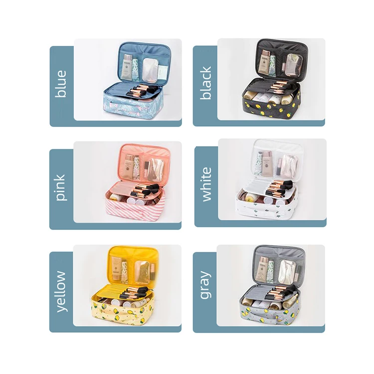 
Blue Flamingo Multifunction Personalized Portable Travel Makeup Cosmetic Toiletry Bags for Women Make-up Brushes Pouch 