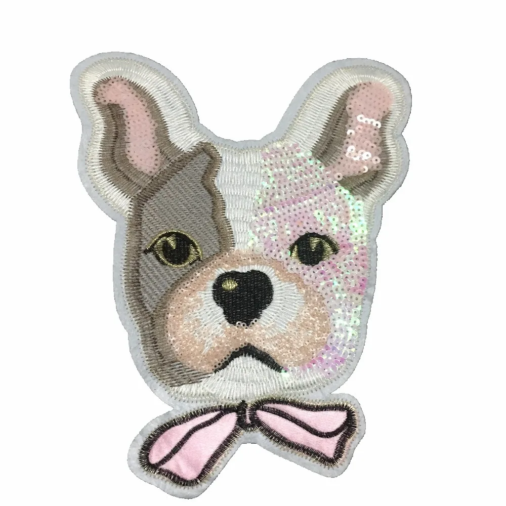 25 x 20cm Sequins Dog Patch Embroidery Patches for Clothes DIY Garment Accessories Big Motifs Sequin Fabric Sewing Appliques