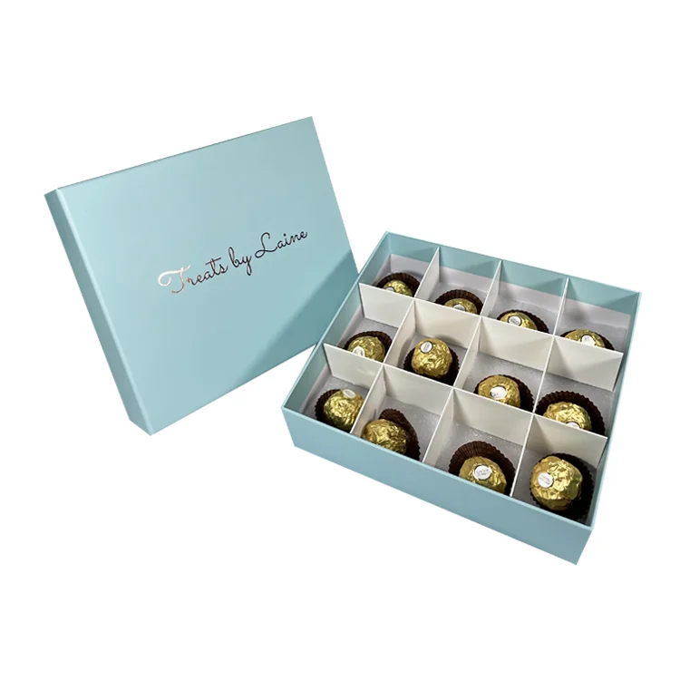 Reliable Rectangular Chocolate Candy Dessert Paper Packaging Box with Separators