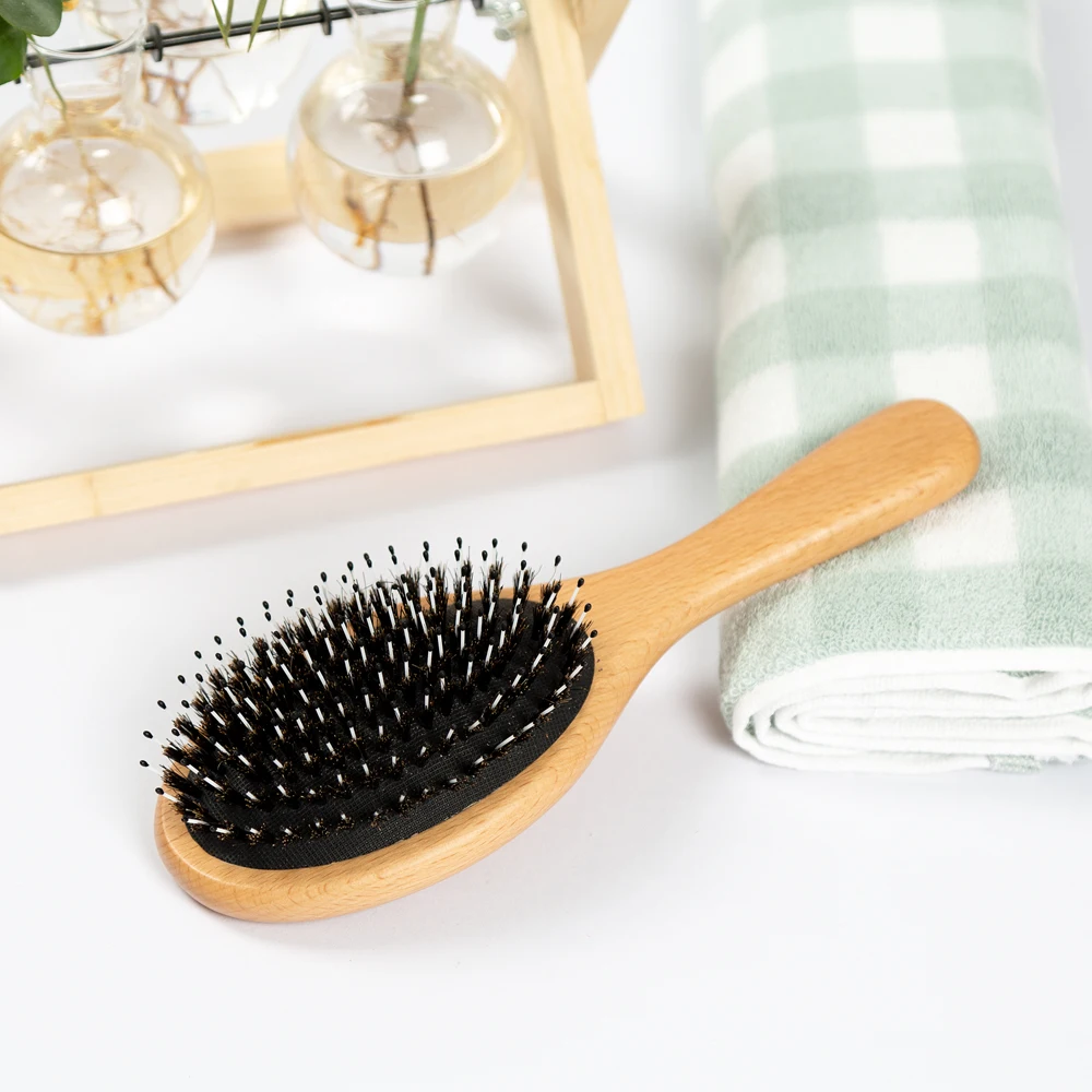 Boar Bristle Hair Brush Natural Beech Comb Hairbrush for Curly Thick Long Dry Wet Hair Detangler Massage Brushes