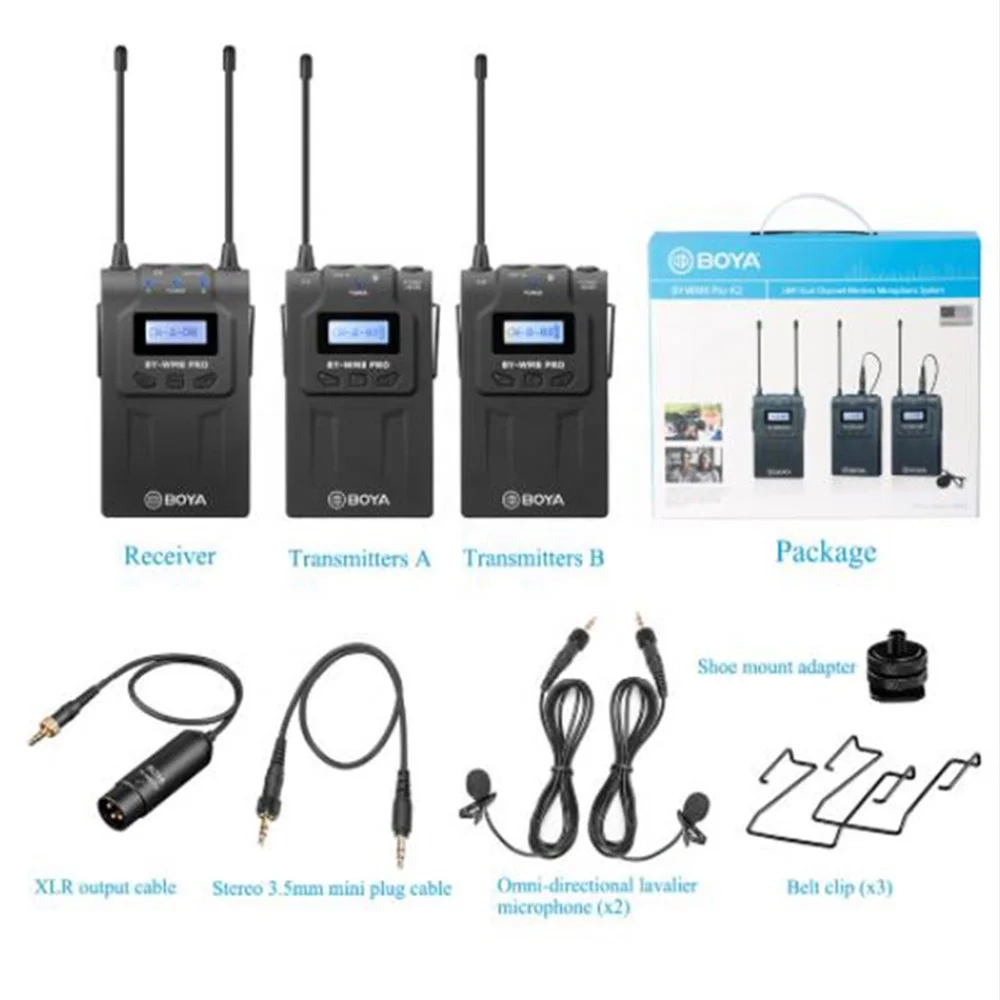 BOYA WM8 Pro-K1 UHF Беспроводной петличный микрофон Система аудио рекордер передатчик + приемник для смартфона
