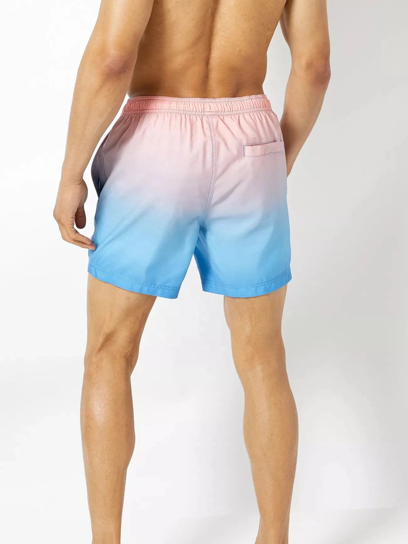 
Custom Hawaii style Mens beach shorts Blue Dip Dye Print Swim trunks made in china 