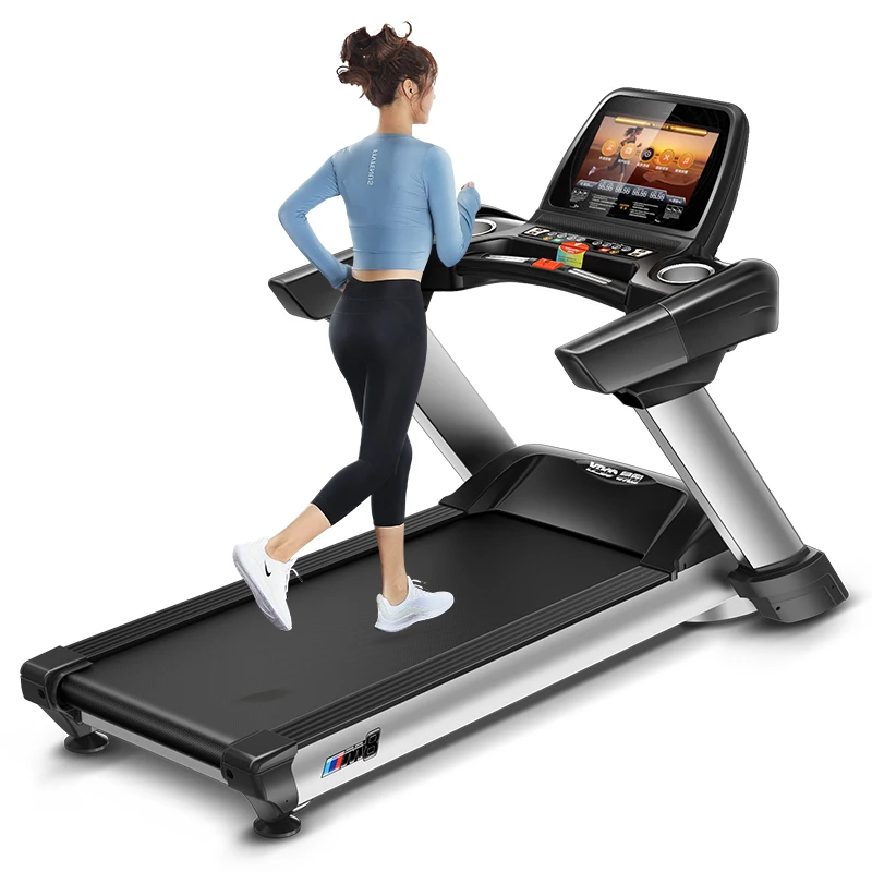 YPOO tv screen motorized treadmill ac motor fitness electric strong treadmill running treadmill semi commercial with  YPOOFIT APP