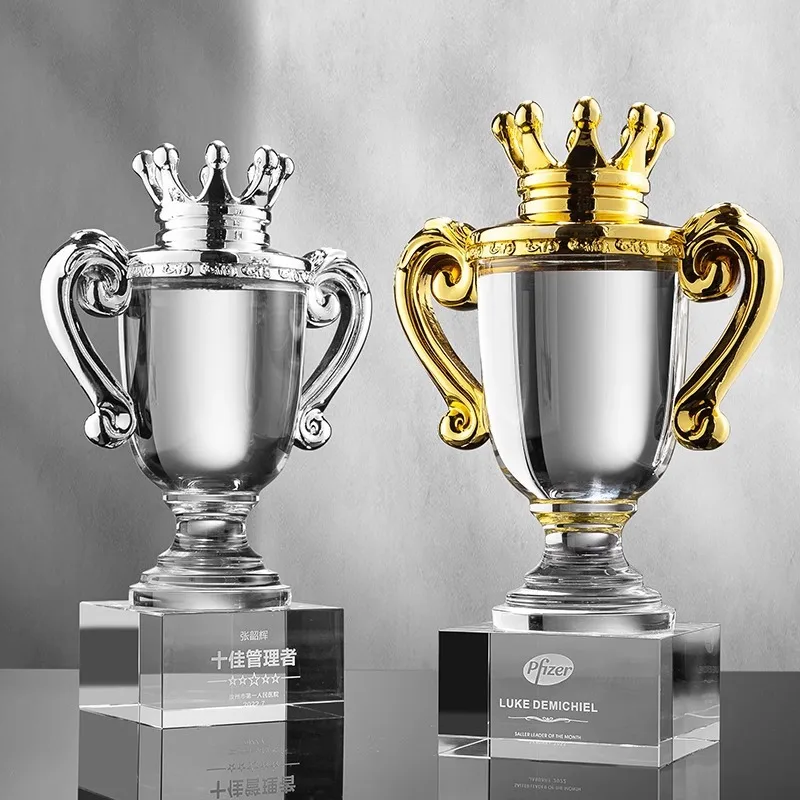 Honor of crystal K9 Crystal Gold Crown Metal Resin Award League Champion Crafts Trophy