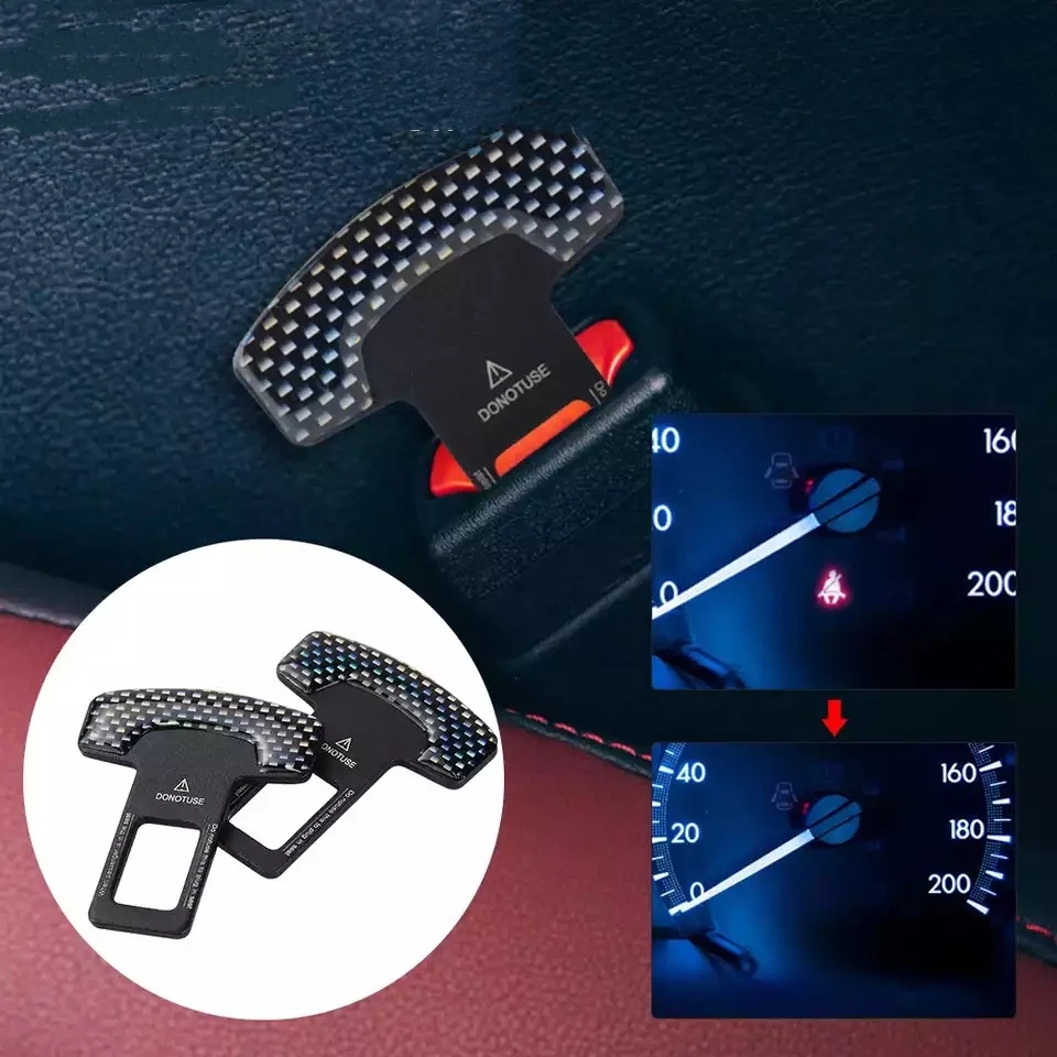 Safety Belt Buckles Real Carbon Fiber Car Seat Alarm Canceler Stopper Plug Buckle Seat belt Clip Car Safety Belt Extender