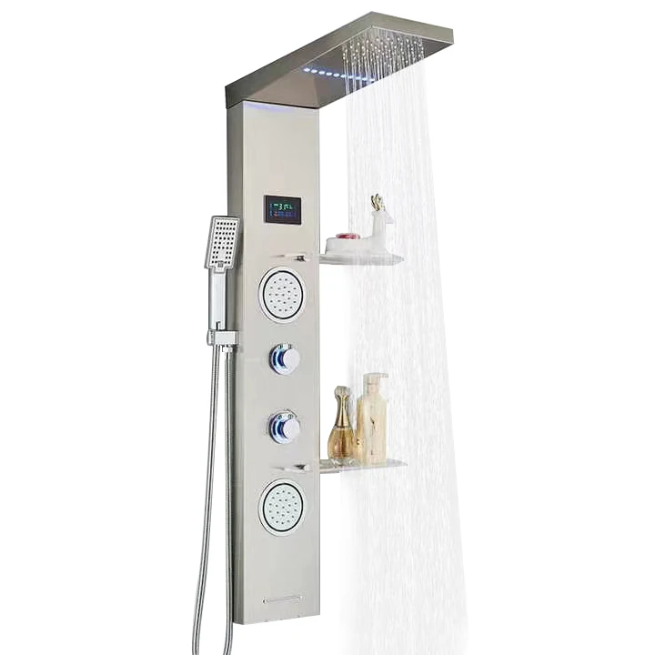GEE-N Smart Wall Mounted Multifunctional Spa Stainless Steel Led Massage Thermostatic Shower Panel