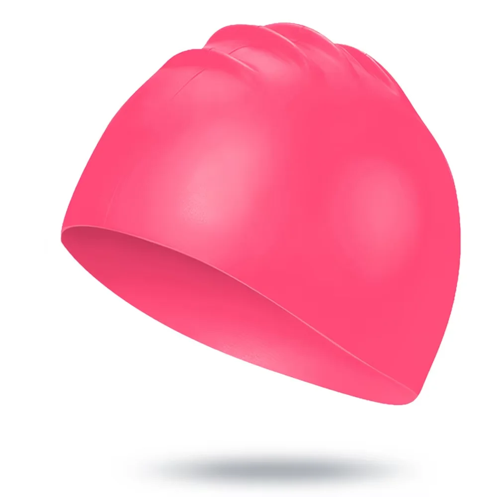 Custom Logo Women Mens 100% Silicone Large 3D Dome Swim Hat Bulk College Arena Kids Adult Swimming Head Cap