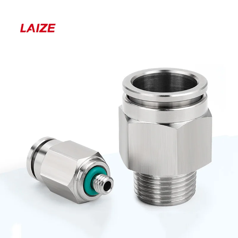Laize 304 Stainless Steel Male Thread Push In air connectors hose quick fitting pneumatic for Air Water Gas and Oil