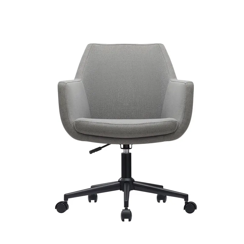 2023 trending leisure style linen fabric cushion reception area swivel office chair with wheels