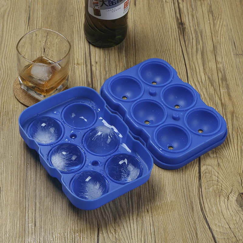 2nd-Generation Custom Round Shape 6 Cavity Silicone Ice Cube Maker with Funnel