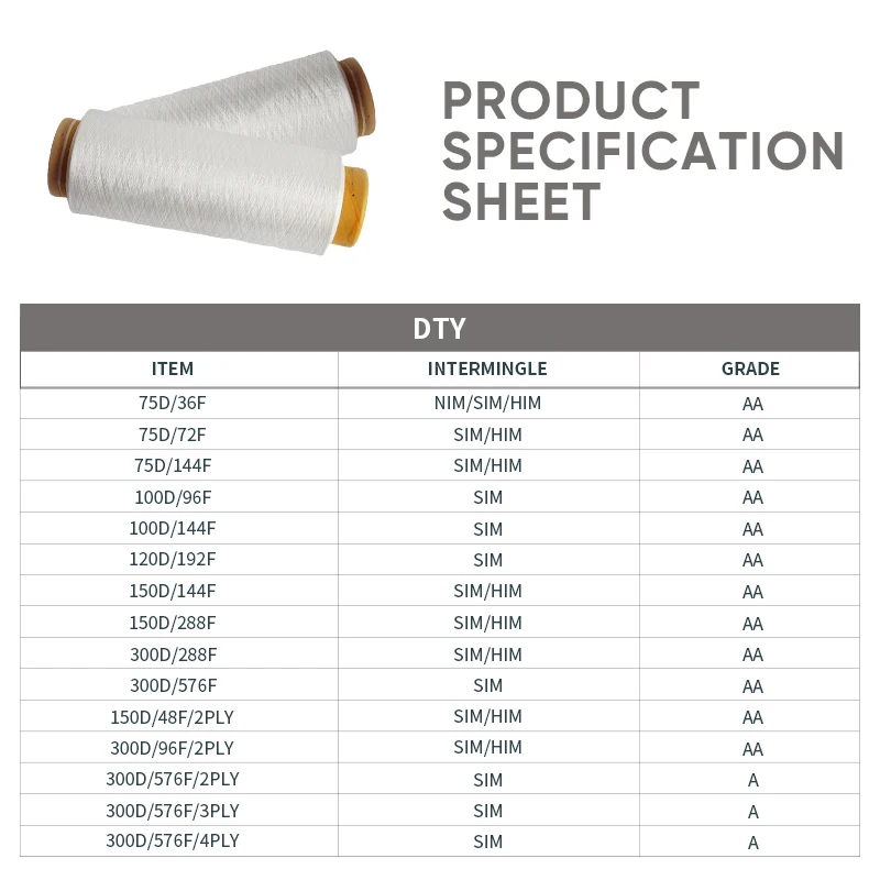 Factory Direct Textured Polyester DTY Yarn 150D 48F Sewing Fabric Textiles Yarn Stock lot