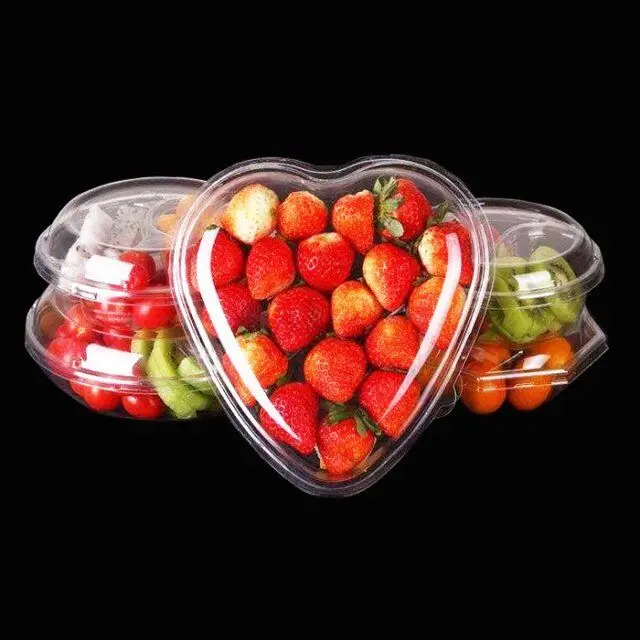 Wholesale Strawberry Heart Blister Insert Disposable Plastic Container Fruit Tray