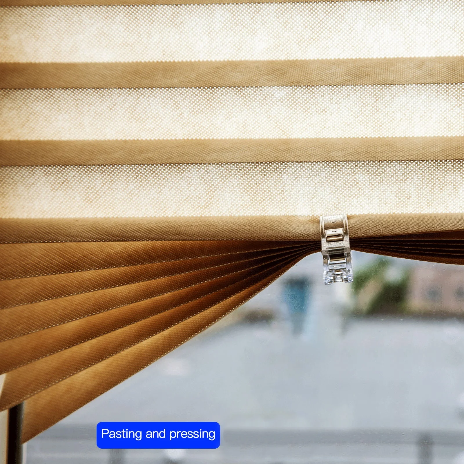 Easy Fix Temporary Non-Woven Pleated Blind Adhesive Paper Plisse Curtain Blind With Clips
