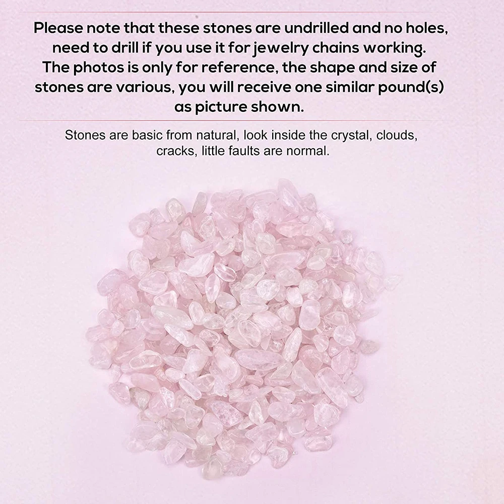 Rose Quartz Small Tumbled Chips Crushed Stone Healing Reiki Crystal Jewelry Making Home Decoration 250grams