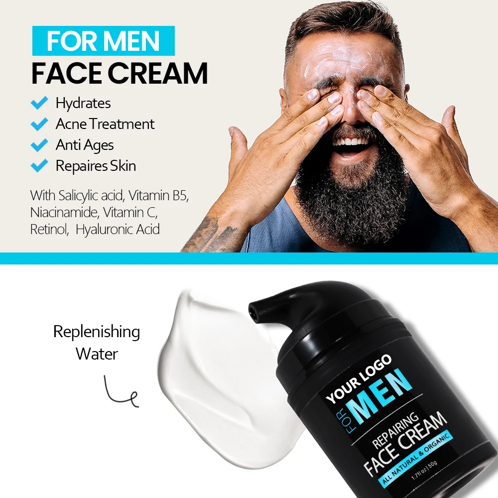 Private Label Mens Skin Care Facial Cleanser Wash Anti Aging Moisturier Cream Skin Care Set Face For Black Men