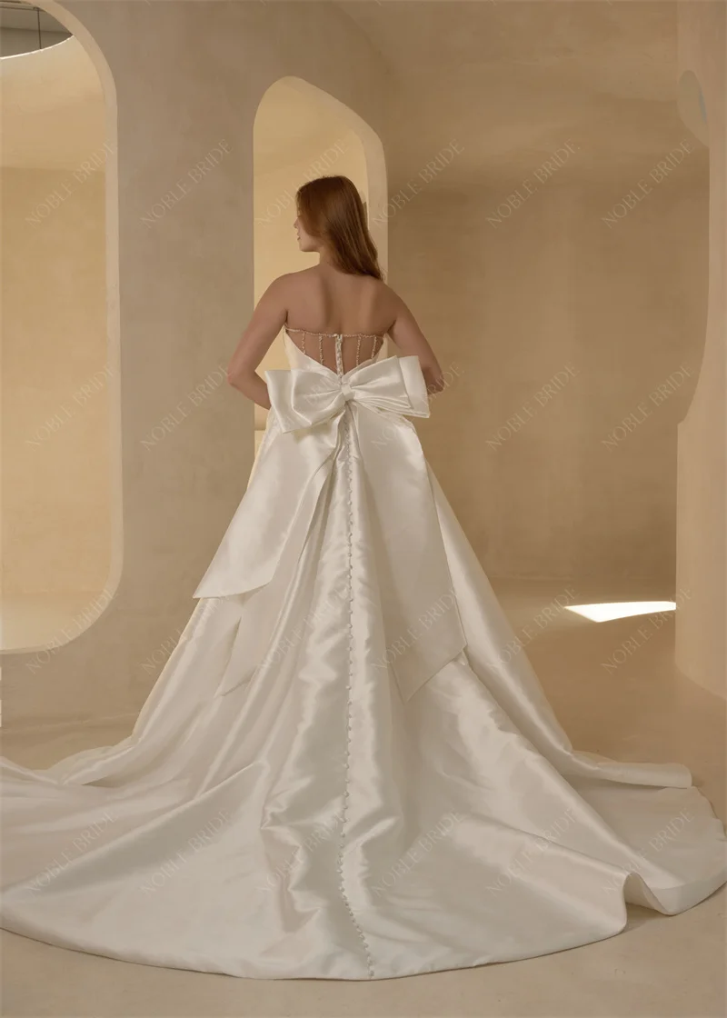 High Quality Manufacturer Custom Made Satin Wedding Dress New Design Bridal Gown For Wedding Day Wear