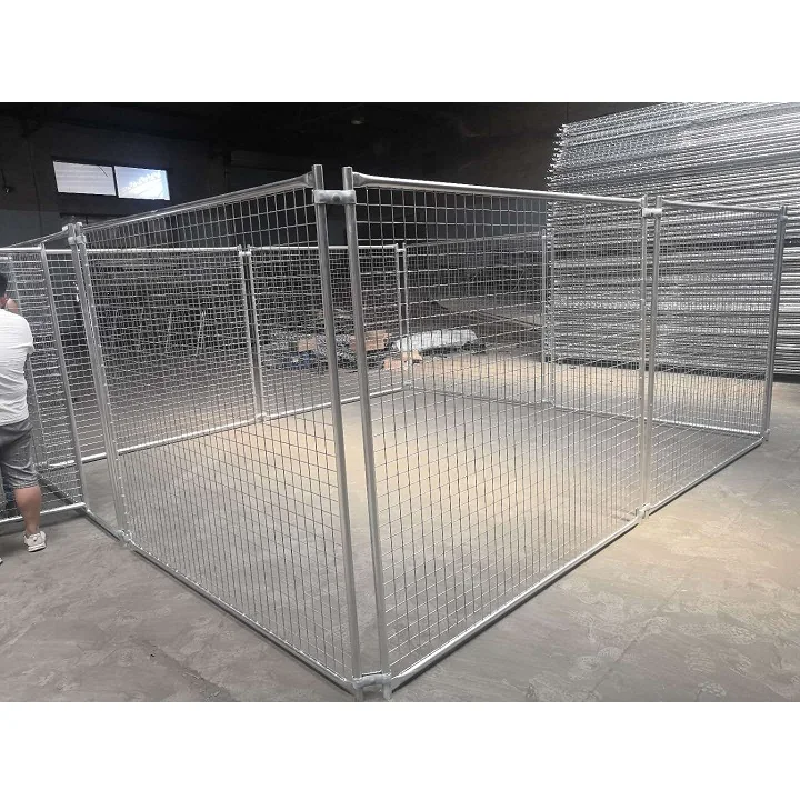 High Standard Metal Dog Kennel with Top Cover 1.5x1.5x1.8m Folded Dog House Large Steel Wire Mesh Dog Cage House