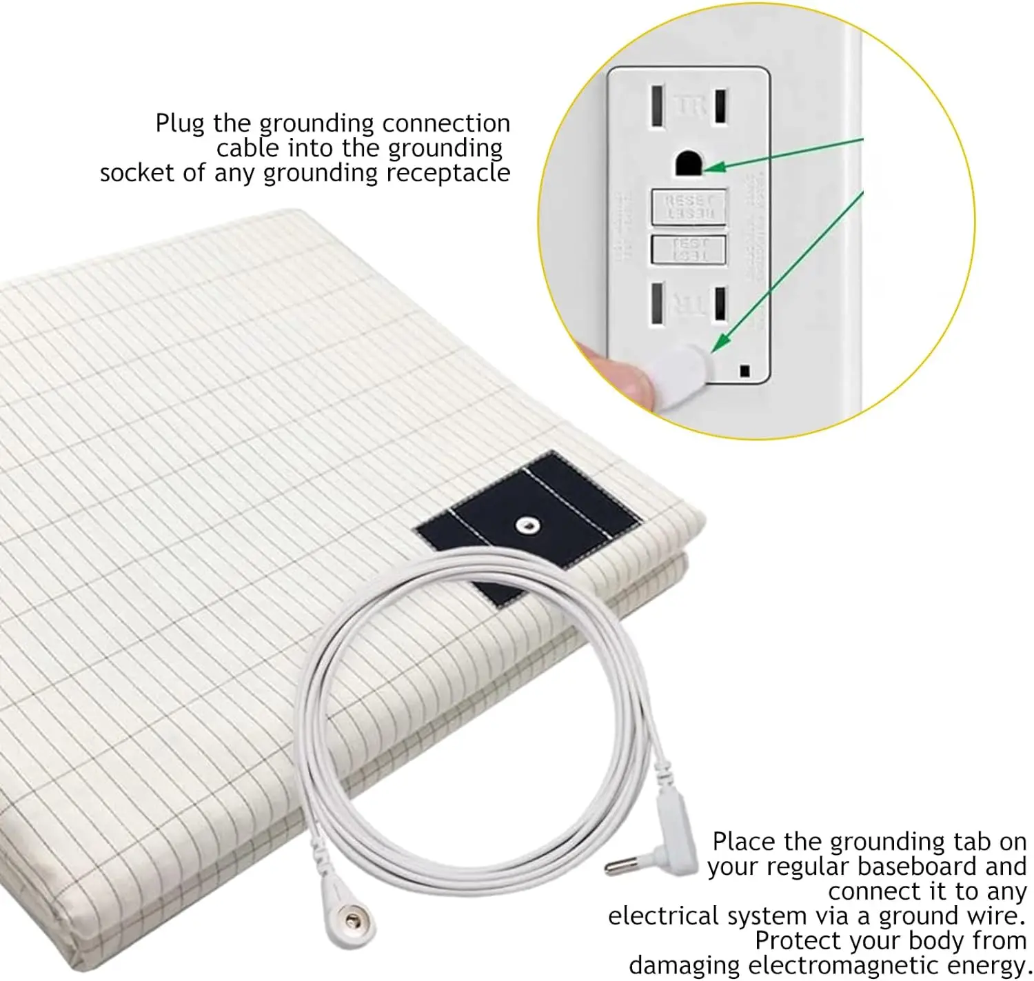 35*90 Inch 90*230CM Organic Cotton ESD earthing grounding bed sheet