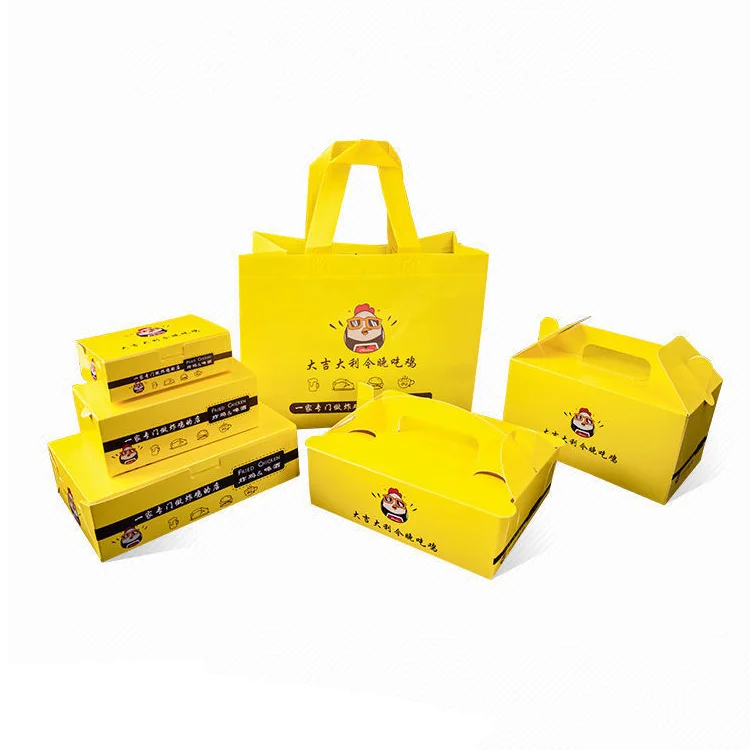 Custom size out container fried chicken fast packaging takeaway away food delivery paper box for restaurant