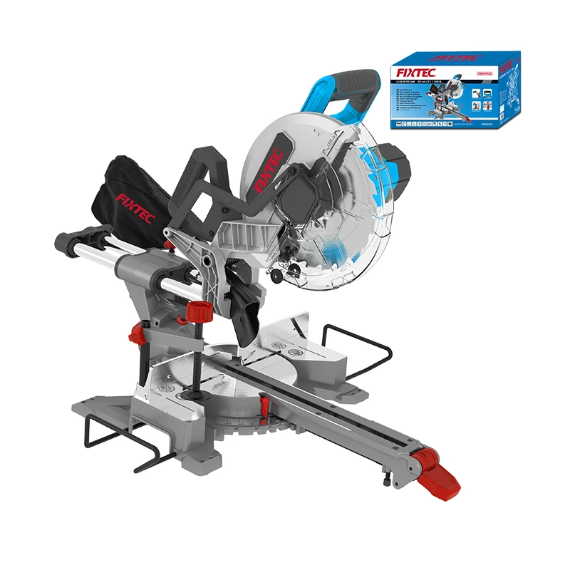 FIXTEC 255mm Power Cut-off Mitre Saw Aluminum Wood Cutting Machine 2000W Electric Compound Sliding Miter Saw