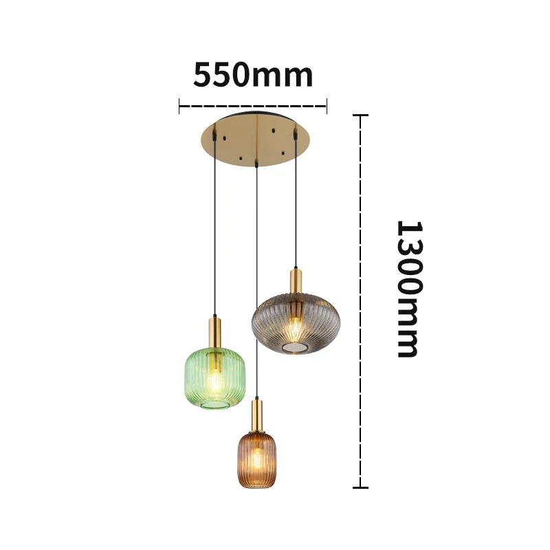 Custom Design OEM ODM Pendent Lamp Metal Glass Ball Hanging Lighting Home Decor Chandelier For Dining Room Living Room