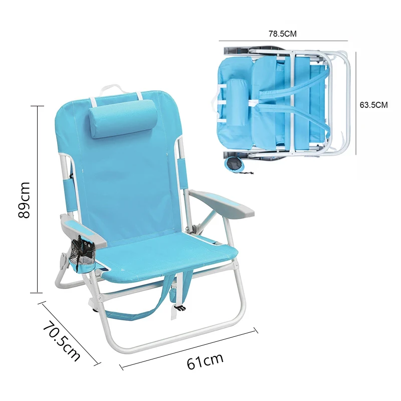 Уличный легкий алюминиевый складной пляжный стул с 3 откидными позициями