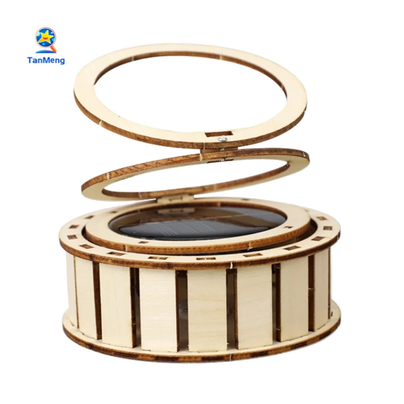 DIY Solar Double Ring Educational Toys Stem Solar Toy Learning Wooden Toys for Children