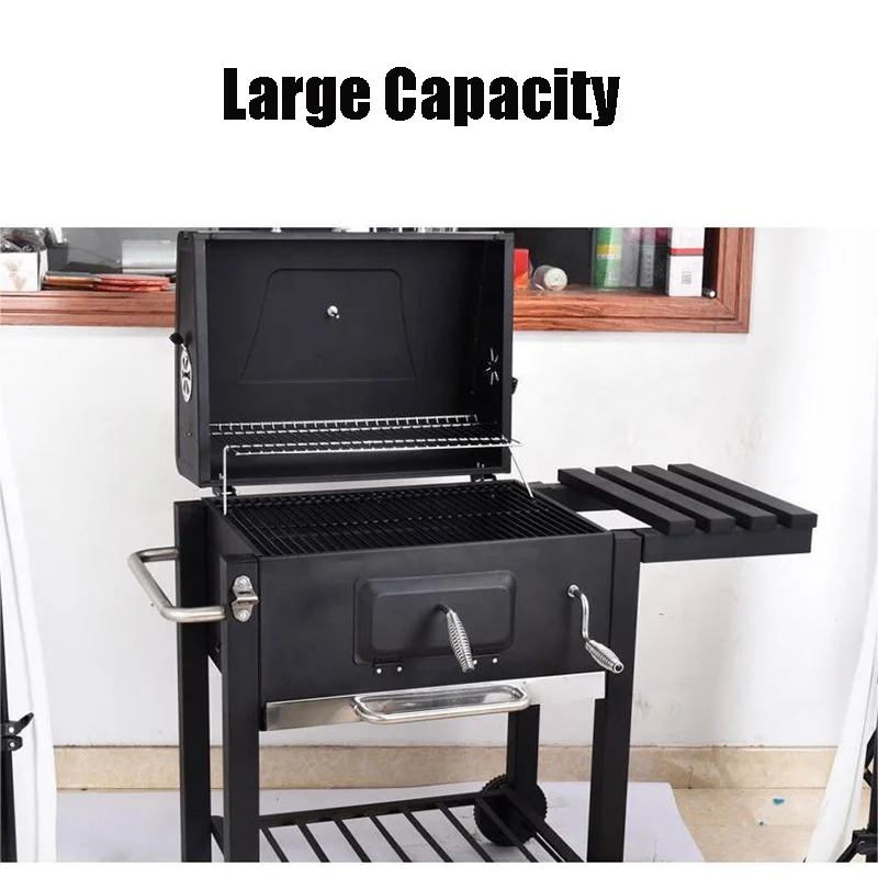 Steel Barbecue Grill Charcoal Barbecue Smoker Trolley Barbecue Grill Outdoor BBQ Grills Outdoor