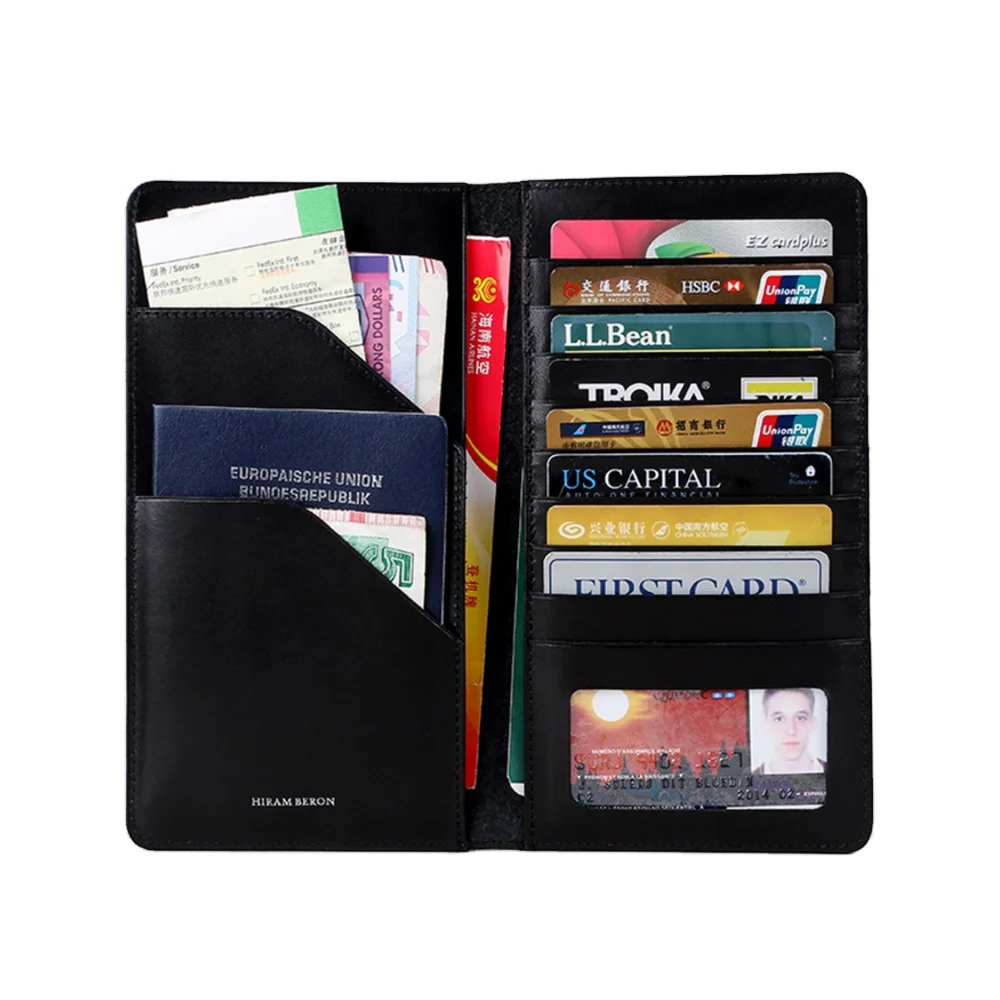 Customized Genuine Leather Passport Wallet Cards Holder Traveller Documents Cover Holder PU Leather Passports Holder