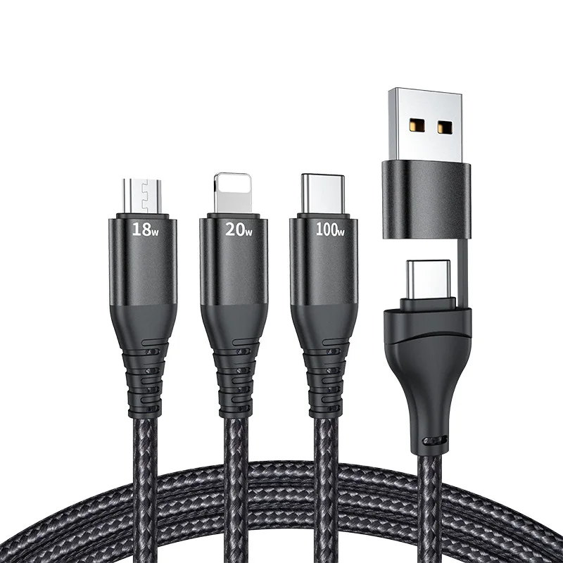 1.2m 3in1 3 in 1 6A 100w PD QC usb type c type-c super quick fast charging data cable for iphone samsung type-c laptop notebook