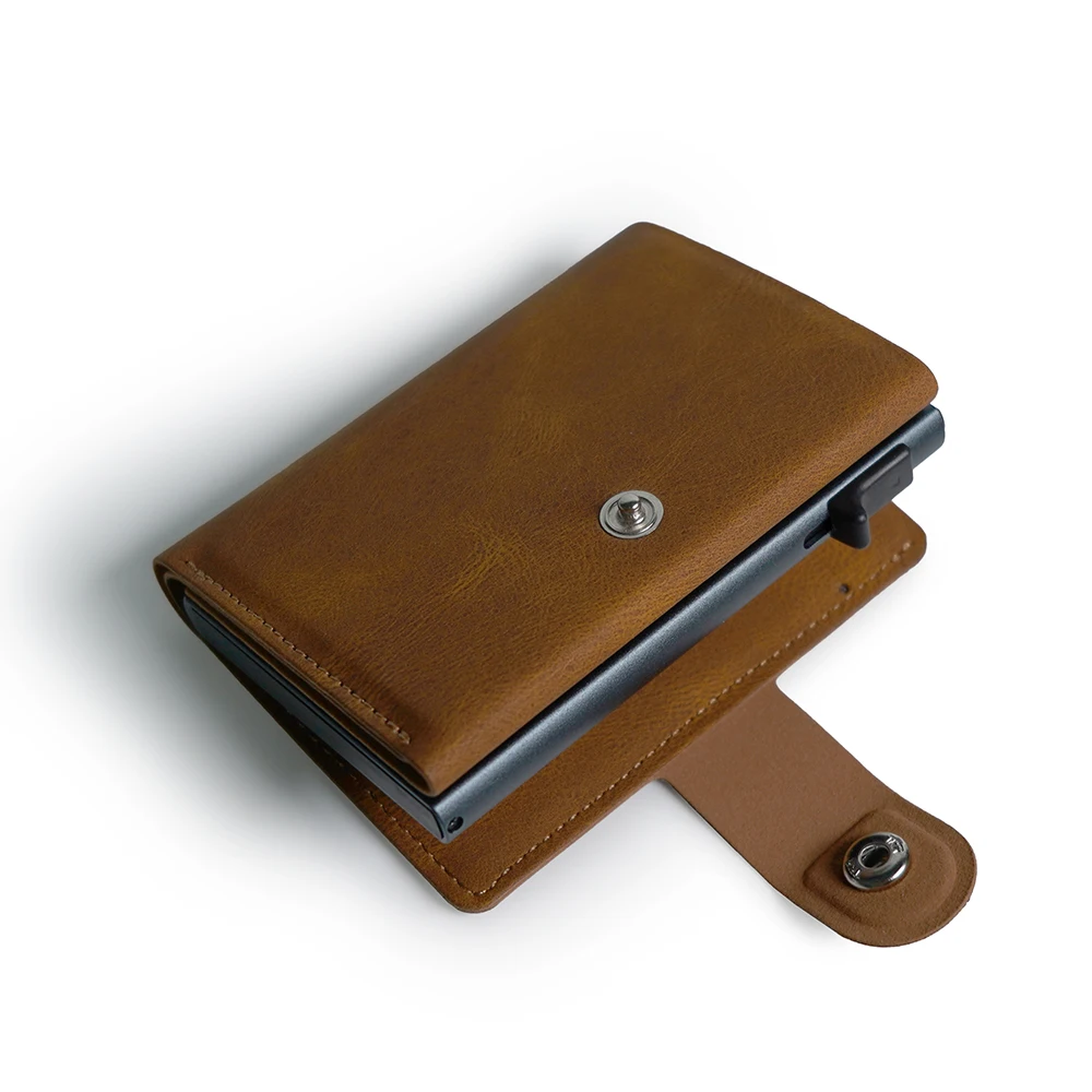 customize PU leather card holder pop up wallet for credit card holder aluminum wallet
