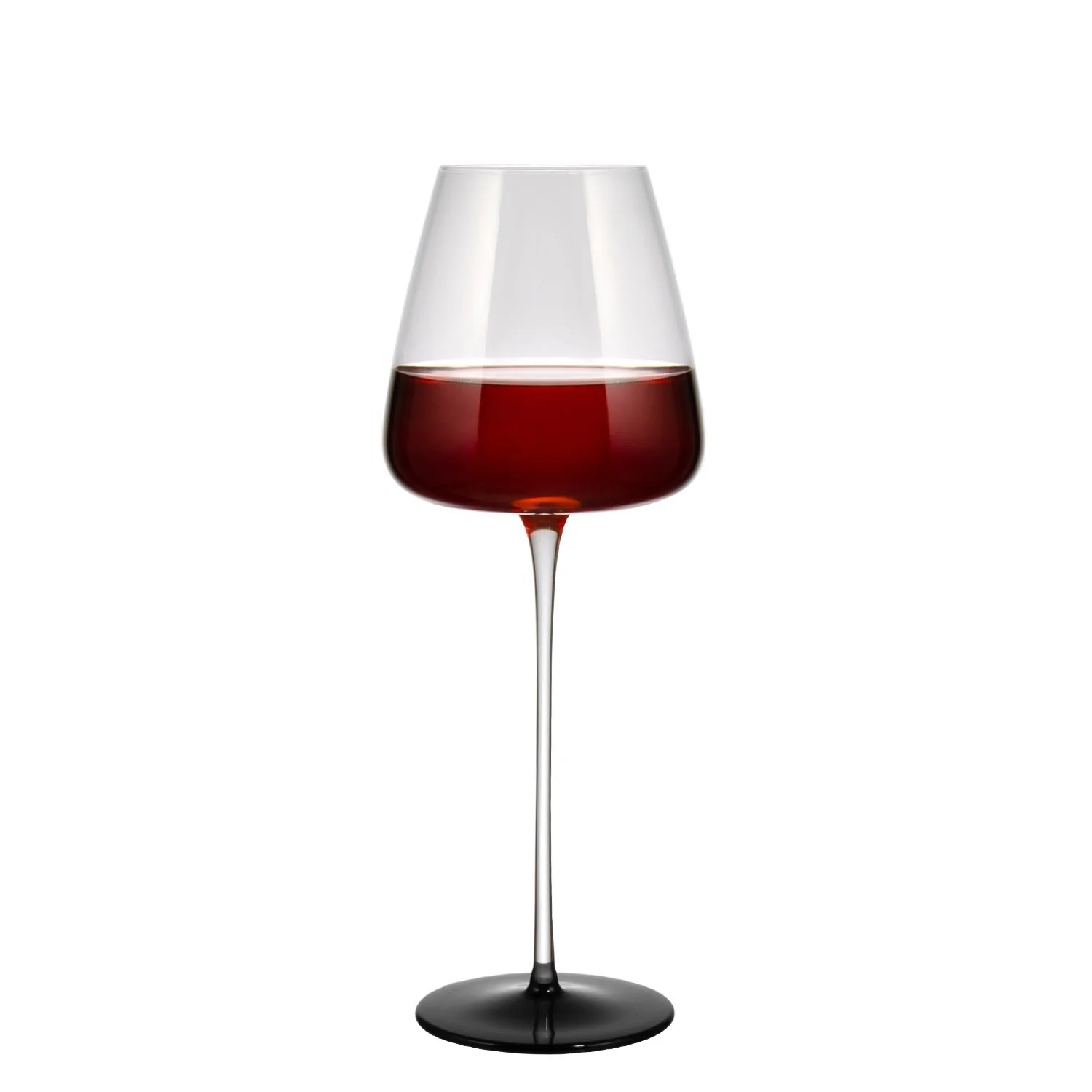 Custom LOGO elegant red wine glass Handmade Lead Free Crystal long stem black wine glasses