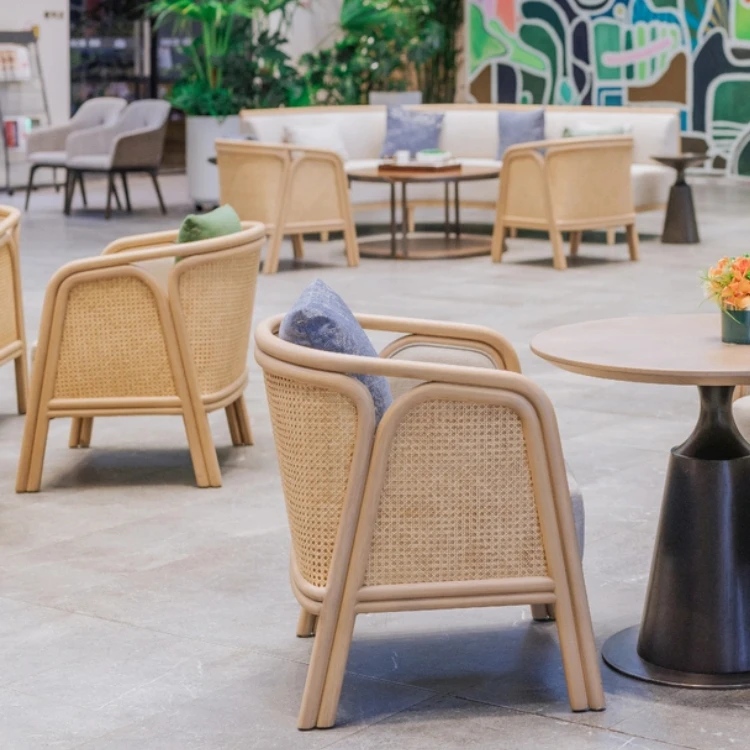 Hotel Wood Leg Lobby Negotiation Chair Rattan Leisure Dining Room Chairs For Restaurant healthcare furniture