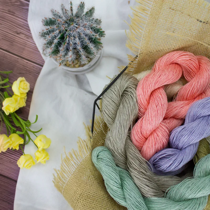 26 colors 50g Breathable smooth natural 100% linen yarn for blanket clothing