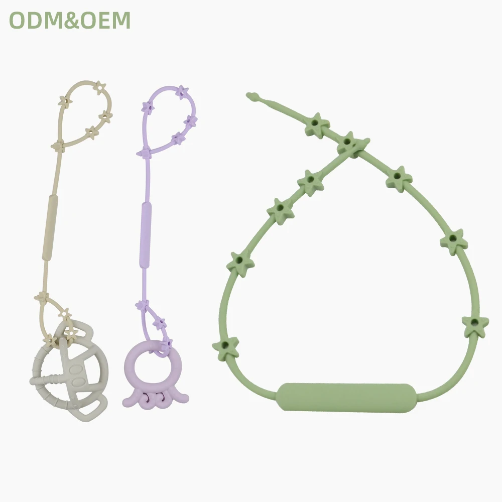 Wholesale Bpa Free Food Grade Adjustable Straps Silicone Pacifier Dummy Clip Silicone Teether Anti-lost Chain