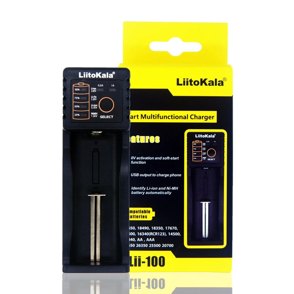 Liitokala Lii-100 18650 Battery Charger For 18650/26650/16340 RCR123/14500/ LiFePO4/1.2V Ni-MH Ni-Cd Rechareable Battery lii100