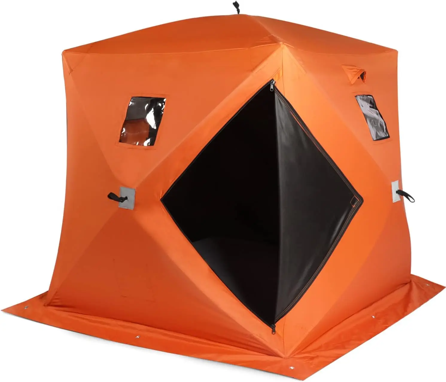 Ice Fishing Shelter Tent 2-3 Person Pop Up Portable Insulated Ice Shanty Zippered Door 300D Oxford Waterproof Fabric