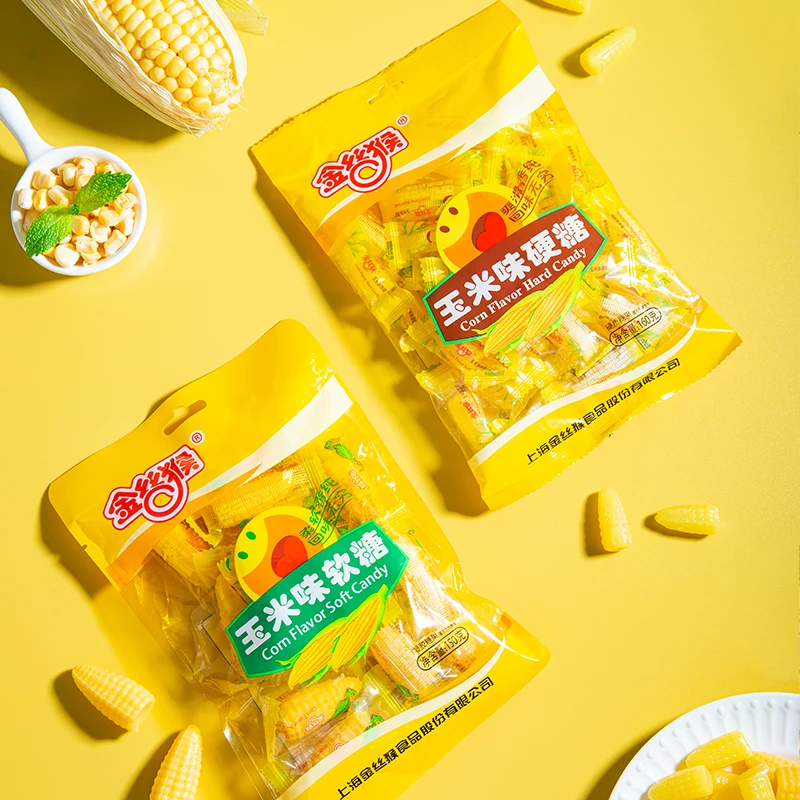 Wholesale Exotic Childhood Snack Candy Golden Monkey Corn Candy 160g Healthy Fruit Candy